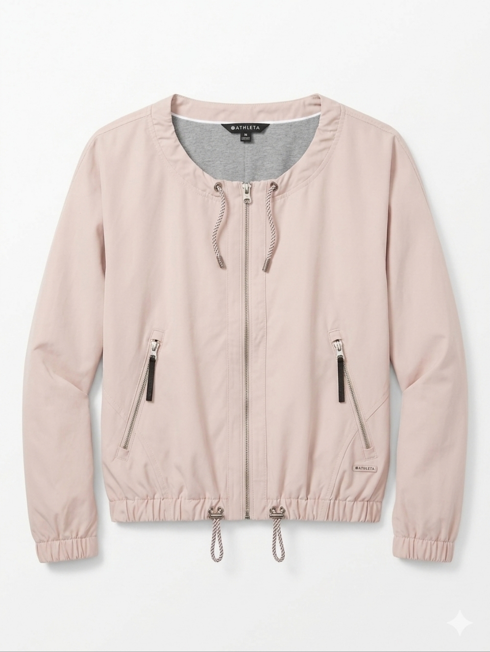 ATHLETA Chill Bomber Jacket Full Zip Beech Stone M